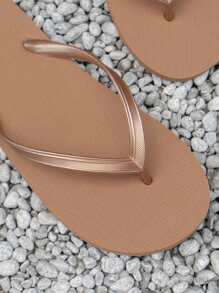 Women's Flat Flip Flops, Comfortable Fashion Versatile Beach Sandals For Summer, Suitable For Beach, Resort - Brown - View 7