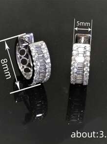 1pair Elegant Half Circle Zirconia Stud Earrings Ladies Jewelry For Women 925 Sterling Silver Simple Earrings Fine Jewelry Gifts For Girls Daily Life Dating Decor For Prom Party - Style 1 - View 7