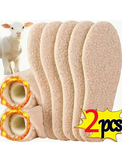 1 Pair Unisex Winter Thermal Lined Insoles, Alpaca Wool Felt Sheepskin Insoles, Natural Lining Insoles For Men & Women, Soft Wool Thick Insoles, Thermal Inserts For Running, Sports, Boots, Cold Weather Shoes, Great Gift For Winter Sports Enthusiasts