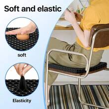 Gel Seat Cushion, Cooling Seat Cushion (Super Large & Thick), Breathable Honeycomb Design Absorbs Pressure Points Seat Cushion, Gel Cushion For Office Chair, Home Car Seat Cushion For Wheelchair - 黑色 - 查看 6