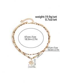 2 件时尚休闲简约几何螺旋太阳椰壳串珠项链套装，适合男士日常佩戴和派对 - 彩色 - 查看 6