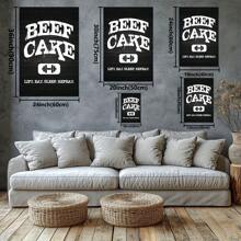 Beef Cake Lift Eat Sleep Repeat Large Wooden Framed Wall Art Home Decor Canvas Painting- For Bedroom, Bathroom, Living Room, Office, Kitchen, Holiday Gift- 1pc