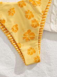 Sultry Sol New Soft Fabric Printed Halter Tie Bikini Set, Elegant Sexy Women Beachwear, Summer Beach Fashion Swimwear - Yellow - View 7