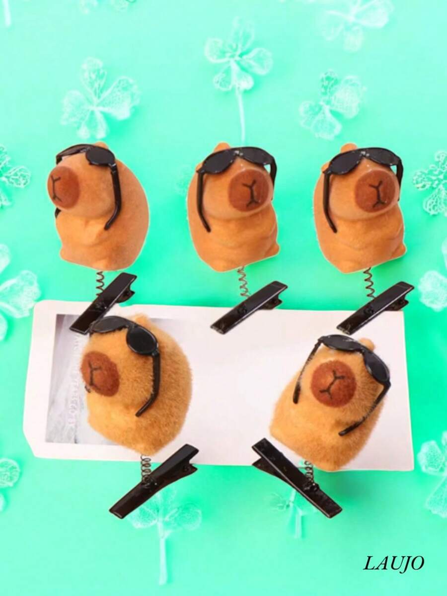 12 Pieces Hairpins, Velvet Plush Capybara Hair Clips - 2 件 - 查看 1