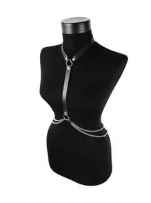 1 pieza Cinturón de suspensor de piel sintética simple con cadena de borlas multicapa para el pecho - Cinturón ajustable para mujer adecuado para uso diario, tiempo libre y ocasiones especiales