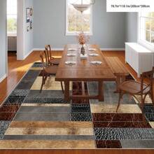 1pc Crystal Velvet Embossed Plaid Area Rug/Doormat - 5mm Thick, Waterproof, Non-Slip, Easy Clean, Machine Washable, Soft & Comfortable, Suitable For Entryway, Kitchen, Living Room, Bedroom, Hallway, Bathroom, Laundry Room - Carpet Decor