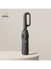 1 pezzo Ombrello automatico pieghevole con manico a gancio, ombrello da viaggio portatile, impermeabile e con protezione UV, adatto per giornate soleggiate e piovose, rinfrescante per l'estate, spiaggia, viaggi
