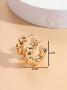 1 Pair Exaggerated Retro C-Shaped Earrings With Chunky Cable Texture, Suitable For Women's Daily And Party Wear
