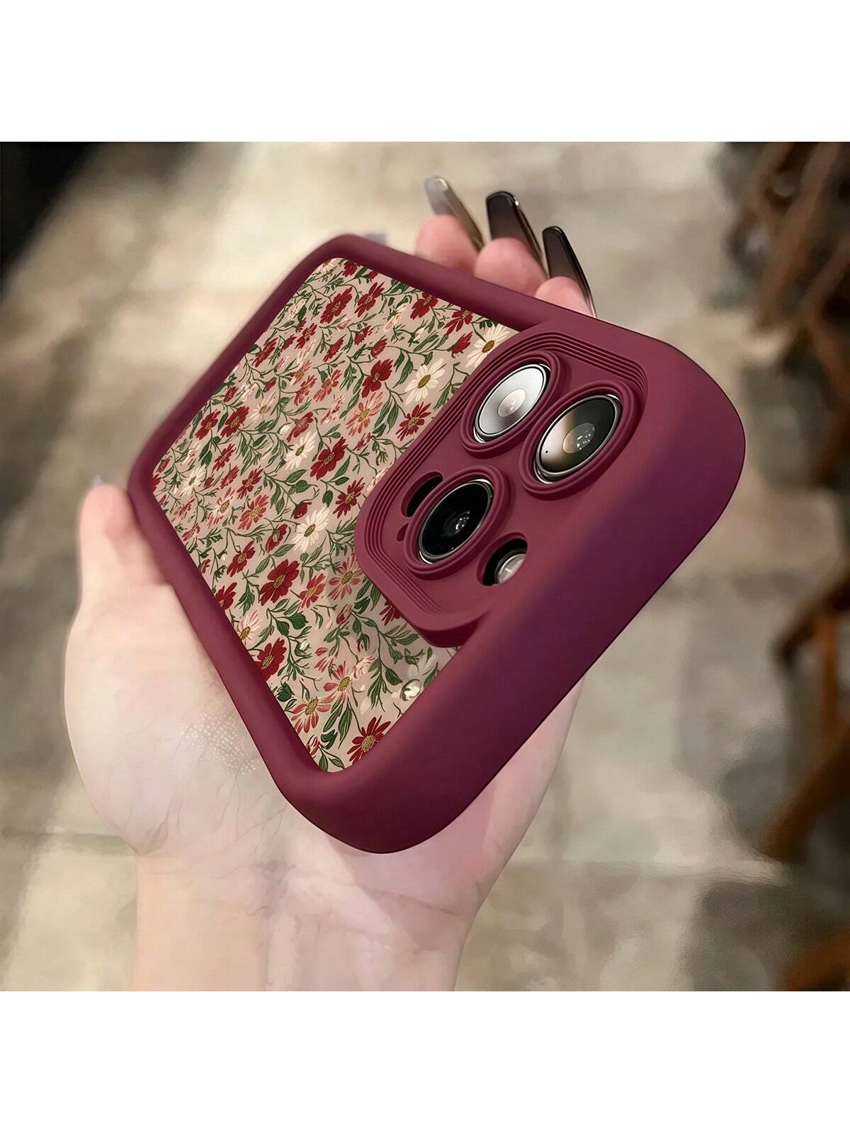 غطاء هاتف بطبعة بورغندي تدرجي بسيطة متوافق مع أجهز...