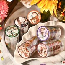 1 Roll, 2m Length, Disposable PET Tape, "Whispers Of A Lady", Suitable As Scrapbooking Underlayer