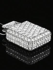 1 件迷人闪亮香水瓶形手拿包，优雅奢华女士水晶钱包，手工制作的金属钻石包，适合派对、婚礼、宴会，不适合放手机