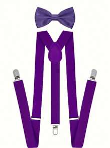 Men's Suspender & Bow Tie Set, Elastic Brace With Bow Tie Set, Suitable For Daily Wear, Weddings, Banquets, Parties, Suitable For Teens, Summer Casual Outdoor Athletic Or Vacation Travel Or Graduation Gifts Or Birthday Dress Accessories Or Daily Wear