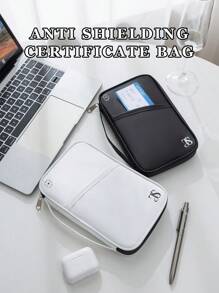 1pc RFID Blocking Passport Holder, Waterproof Travel Document Organizer With Card Slots