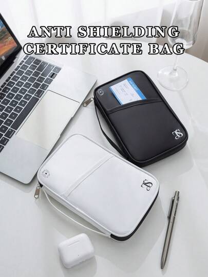 1pc RFID Blocking Passport Holder, Waterproof Travel Document Organizer With Card Slots