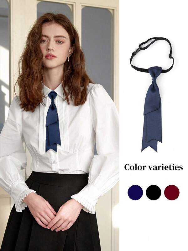 1 nœud papillon de couleur unie pour femme, cravate de cou d'uniforme scolaire de style britannique, convient pour une tenue quotidienne, une fête, une performance