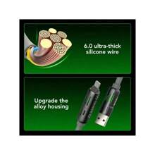 2PCS USB, Type C, Lightning-Max 240W Sạc nhanh và đồng bộ dữ liệu Cáp sạc USB đa chức năng 4 trong 1 MFISH tương thích với iPhone 16/15, IPad - Nhiều màu - Xem 6