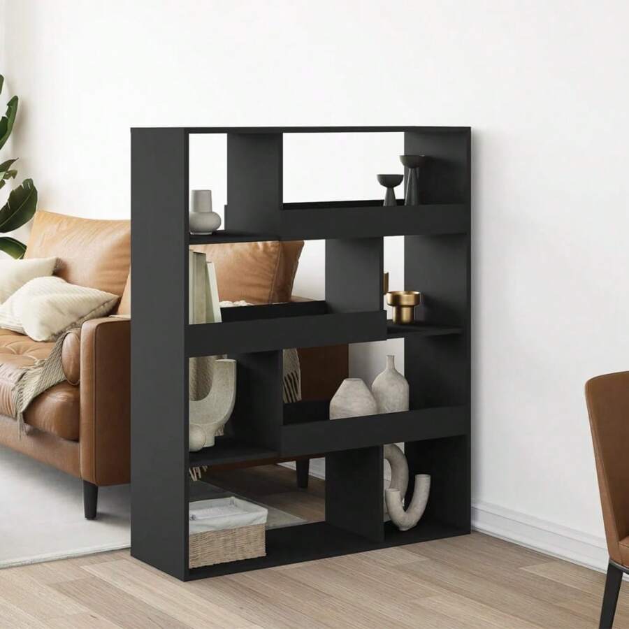 Bibliothèque noire 100x33x125,5 cm en bois d'ingénierie - Noir - Voir 1