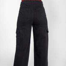 Women's Stretch Denim Cargo Jeans - Black - View 4