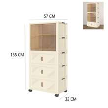 Kremowa, składana szafa z możliwością swobodnego montażu, wielowarstwowa szafa domowa, dwudrzwiowa szafa dziecięca, szafka do przechowywania w sypialni domowej