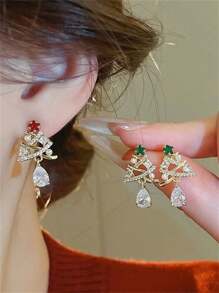 2 件圣诞树耳环，独特设计奢华感优雅耳环，高端女士礼物，圣诞礼物 - 彩色 - 查看 2