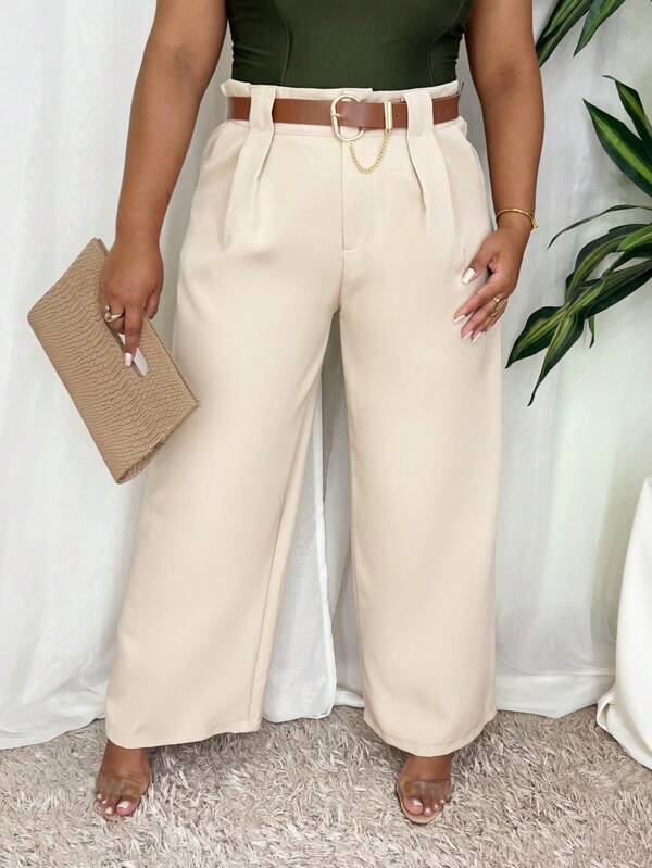 Calça Plus Size Feminina com cinto Alfaiataria social Pantalona