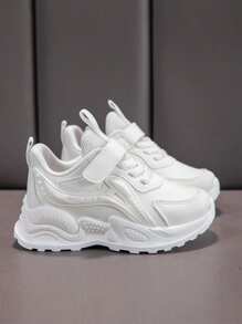 Girls Sports Shoes, New Spring & Autumn Waterproof Soft Sole Leather Chunky Sneakers, Suitable For Boys And Girls, Toddlers/Little Kids, Spring/Autumn