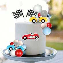 25 PCS Racing Cake Toppers Race Car Birthday Cake Decorations For Racing Car Checkered Flag Birthday Anniversary Party Decorations Supplies,Christmas