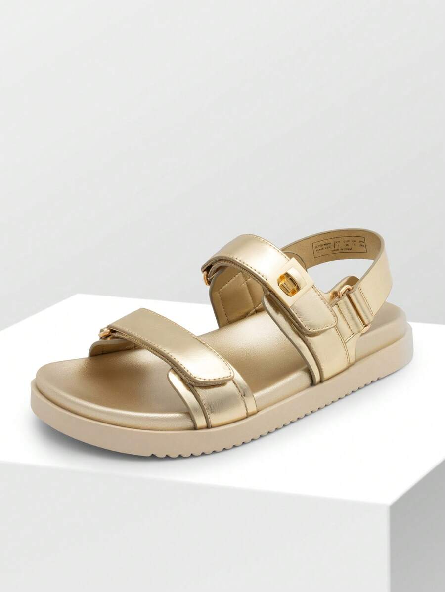 Flat Sandals For Women Comfortable Open Toe Summer Sandals Adjustable Fashion Dress Sandals Dresses For Woman - Vàng - Xem 1