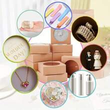 20/50 chiếc - Hộp quà Kraft thanh lịch có cửa sổ tròn trong suốt - Thiết kế hình vuông có thể gập lại để trưng bày đồ trang sức, hoàn hảo cho đám cưới, sinh nhật và kỷ niệm - Nhiều màu - Xem 8