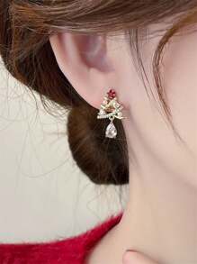 2 件圣诞树耳环，独特设计奢华感优雅耳环，高端女士礼物，圣诞礼物 - 彩色 - 查看 4