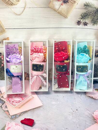 1支毕业季玫瑰礼盒，玫瑰花束，送给女朋友的礼物，送给学生的圣诞礼物，情人节礼物，送给老师的礼物，母亲节生日礼物，送给母亲的玫瑰礼物