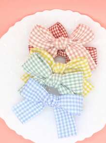 5pcs Vintage Colorful Plaid Butterfly Hair Clips, Suitable For Daily Outfit - Multicolor - View 3
