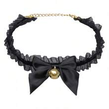 Handmade Cosplay Accessory Set - Fox Ears, Cat Ears Headband, Lace Bowknot , Bell Choker