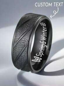 nkeybbon 1 Pc Custom 8MM Men's Sand Twill Frosted Ring Stainless Steel For Women Men Personalized Jewelry Birthday Party Anniversary Valentine's Day Jewellery Gift Name Word Engrave