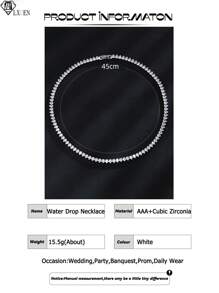 1pc Elegant Water Drop Luxury AAA+ Cubic Zirconia Wedding Party Bridal Necklace Accessories Jewelry