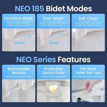 Luxe Bidet Neo 185 (Serie) Boquilla doble de autolimpieza, accesorio para bidé mecánico, no eléctrico, de agua fresca para inodoro con fuertes válvulas de grifo y mangueras metálicas Blanco - BLANCO - Ver 3