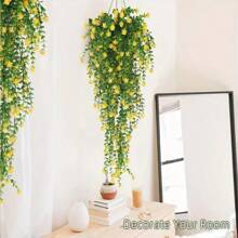 3pcs, Artificial Hanging Plants Fake Hanging Plant Faux Eucalyptus Leaf Greenery Vine Outdoor UV Resistant Plastic Plants
