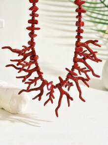 Collar con cuentas de coral rojo Ankola, de estilo festivo, versátil, ideal para señoras en vacaciones, la playa, fiestas diarias y el Año Nuevo