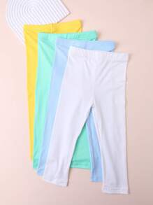 4pcs Girls' Solid Color Elastic Skinny Leggings, Minimalist And Versatile Cropped Tights, Suitable For Outdoor Sports - Multicolor - View 21