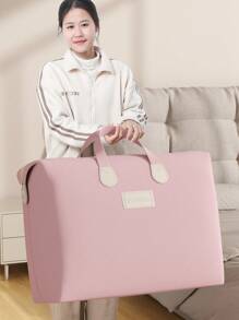 1PC Lotus Root Powder Color Selected Fabric, Large Capacity Seasonal Bedding Storage Bag, Back To School Luggage Storage Bag, Toy Packaging Bag Suitable For Home Clothing Storage And Organization, Mobile Packaging, Luggage Folding Storage Bag, High-Quality Storage Bag, Toy Storage Bag