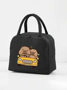 1 件时尚水纹保温午餐袋，便携式大容量午餐手提袋，防水轻便牛津布手提包，适合日常使用和户外野餐