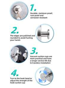 1pc Stainless Steel Bathroom Organizer Hook, Robe Hook & Other Storage Hook