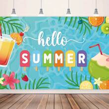 Fondo de "Hola Verano", fondo de playa hawaiana, fondo de fiesta de piscina de playa, fondo de fiesta de piscina de verano, pancarta de verano, decoración y suministros para fiesta tropical de verano - Hola verano - Ver 1