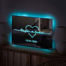 1 pièce Enseigne au néon personnalisée avec nom Lampe miroir personnalisée pour couple/famille Amour Cadeau de la Fête des Mères, mariage, anniversaire, décoration murale de mariage, décoration d'intérieur