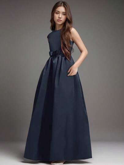 Teen Girl Blue Long Dress Formal Dress For Birthday Parties And Performances