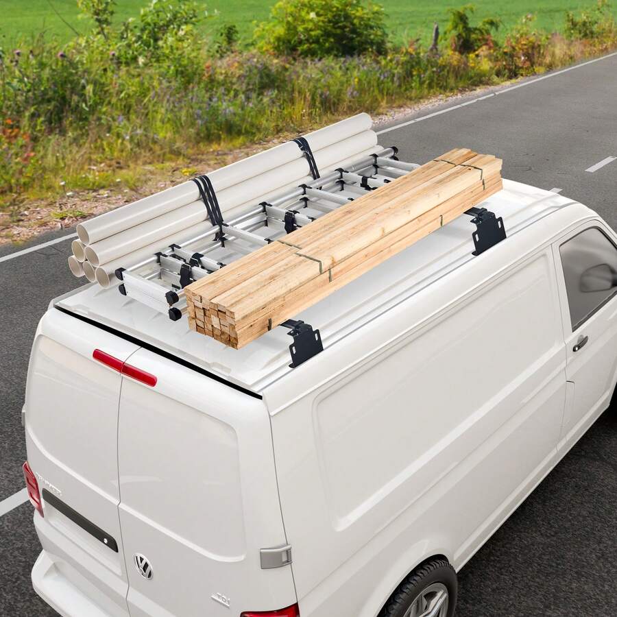Trailer Ladder Rack, 2/3 Crossbars Adjustable Roof Rack, 400-800 Lbs Capacity Heavy-Duty Steel/Aluminum, Fit For Multiple Brand And Model Trucks, Length 35.8"-81.1" - 60", 2 Crossbars Ladder Rack, 500 Lbs Capacity - View 1