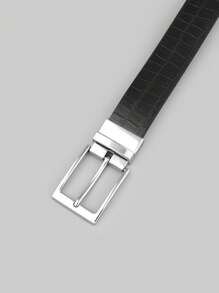 1 条男士新款可逆扣休闲商务蜥蜴纹和石纹皮带，适合青少年、休闲、户外、运动、度假、旅行、毕业、生日、日常穿着