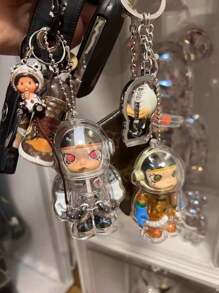 1 pièce Porte-clés pendentif en acrylique de figurine d'astronaute MOLLY avec insert de poupée - coque de protection transparente, accessoire de sac pour Pâques, Thanksgiving, Noël, Halloween, Nouvel An (poupée non incluse)