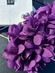 Elegant Purple Floral Petal Satin Evening Clutch Bag – Double Chain Design, Handheld & Crossbody, Perfect For Prom, Weddings, Parties, Cocktail Events, Graduation, And Formal Occasions