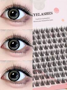 Sunflower False Eyelashes Set - 100-120 Clusters, Self-Adhesive DIY, Natural Looking Fine Black Bands, Reusable, Suitable For Beginners, C/D Curl, 8mm-10mm Length - C - View 11